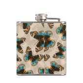 青いパンジー蝶のパターンがオフ白 フラスク (裏面)