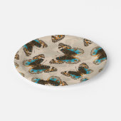 青いパンジー蝶のパターンがオフ白 ペーパープレート (アングル)