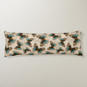 青いパンジー蝶のパターンがオフ白 ボディピロー (裏面)