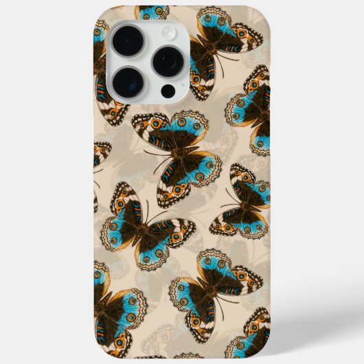 青いパンジー蝶のパターンがオフ白 Case-Mate iPhoneケース (裏面)