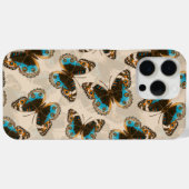 青いパンジー蝶のパターンがオフ白 Case-Mate iPhoneケース (裏面 (横))