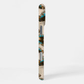 青いパンジー蝶のパターンがオフ白 iPhoneケース (右側面)