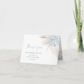 青いパンパスグラス男の子ベビーシャワー感謝カード サンキューカード (正面)