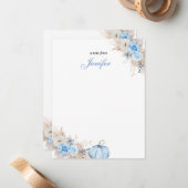 青いパンプキンの赤ちゃんメモカード ノートカード (正面/裏面インサイチュ)