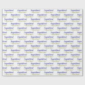 青いパーソナライズされたおめでとう金ゴールド名、白 ラッピングペーパー (フラット)