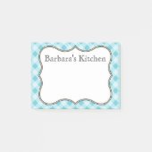 青いパーソナライズされたギンガムポストItメモ ポストイット (正面)