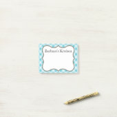 青いパーソナライズされたギンガムポストItメモ ポストイット (デスク上)