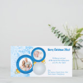 青いパーソナライズされたクリスマスオーナメントの写真カード シーズンカード (スタンド正面)