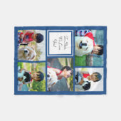 青いパーソナライズされたコラージュの毛布 フリースブランケット (正面(横))