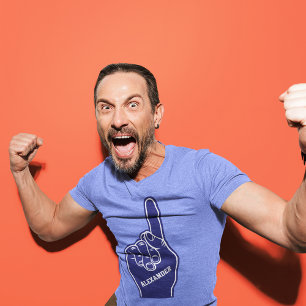 青いパーソナライズされたスポーツ用泡立て指 トライブレンドＴシャツ