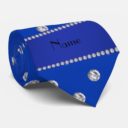 青いパーソナライズされたダイヤを名付ける ネクタイ (ロール)