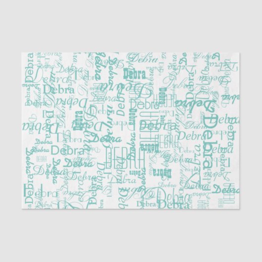 青いパーソナライズされたティッシュペーパーの名前 薄葉紙 (正面)