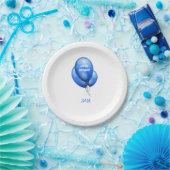 青いパーソナライズされたバルーン誕生日 ペーパープレート (パーティー)