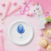 青いパーソナライズされたバルーン誕生日 ペーパープレート (パーティー)