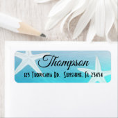 青いパーソナライズされたヒトデ差出人住所ラベル ラベル (インサイチュ)