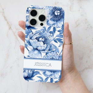 青いパーソナライズされたフローラの花の名前 iPhone 15 PRO MAXケース