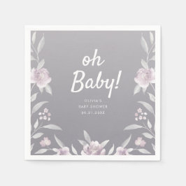 青いパーソナライズされたフローラ スタンダードカクテルナプキン