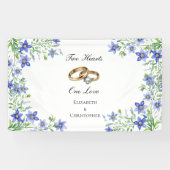 青いパーソナライズされたワイルドフラワー婚約バナー 横断幕 (横)