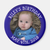 青いパーソナライズされた写真リマインダー磁石 マグネット (正面)