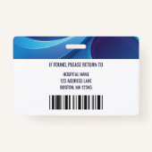 青いパーソナライズされた医療従事者 バッジ (裏面)