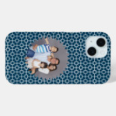 青いパーソナライズされた幾何学的な背景の写真 Case-Mate iPhoneケース (裏面 (横))