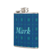 青いパーソナライズされた格子縞 フラスク (左)