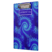 青いパーソナライズされた渦巻きフラクタル クリップボード (左)