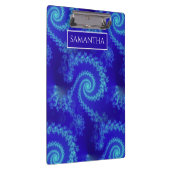 青いパーソナライズされた渦巻きフラクタル クリップボード (右)