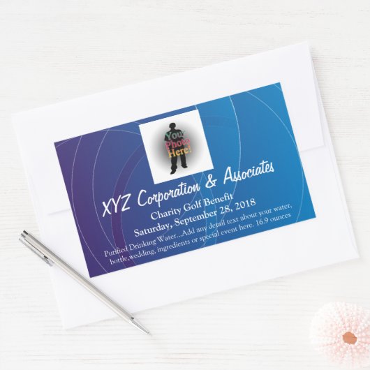 青いパーソナライズされた渦流水瓶ラベルシール 長方形シール (封筒)