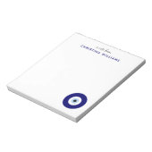 青いパーソナライズされた目の保護記号 ノートパッド (回転)