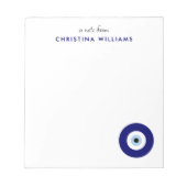 青いパーソナライズされた目の保護記号 ノートパッド (正面)