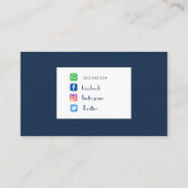 青いパーソナライズされた色写真の名刺 名刺 (裏面)