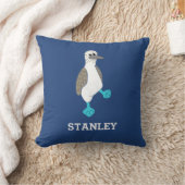 青いパーソナライズされた足鳥の漫画 クッション (ブランケット)