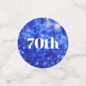 青いパーソナライズされた輝く70歳の誕生日 コンフェッティ (スモール正面)