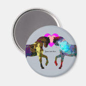 青いパーソナライズされた馬 マグネット (正面/裏面)