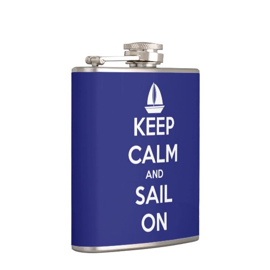 青いパーソナライズの平静そして帆を保って下さい フラスク (右)