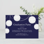 青いパーティーのランタン　卒業式招待状 招待状 (スタンド正面)