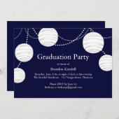 青いパーティーのランタン　卒業式招待状 招待状 (正面/裏面)
