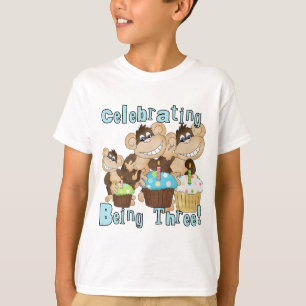 青いパーティーは第3誕生日のTシャツおよびギフトをまねます Tシャツ