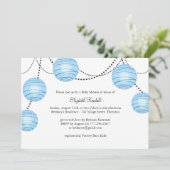 青いパーティーランタン ベイビーシャワー 招待状 (スタンド正面)