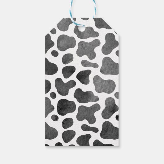 青いパーティー帽子の牛と牛のプリント誕生日の好意 ギフトタグ (裏面)