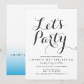 青いパーティー 招待状 (正面/裏面)