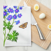青いヒエンソウによってLarkspurはアメリカ人のMoJoのキットが開花します キッチンタオル (四つ折り)