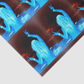 青いヒッピーの女の子のピースサイン 薄葉紙 (詳細)