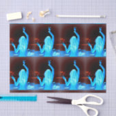 青いヒッピーの女の子のピースサイン 薄葉紙 (クラフト)