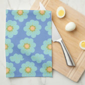 青いヒッピーの花 キッチンタオル (四つ折り)
