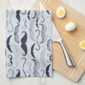 青いヒップスターの口ひげ キッチンタオル (四つ折り)