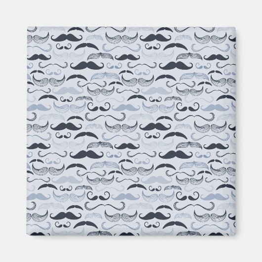 青いヒップスターの口ひげ マグネット (正面)