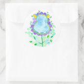 青いヒッポ水色の花 ラウンドシール (バッグ)