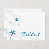 青いヒトデと銀のサンゴのテーブル番号 ポストカード (正面/裏面)